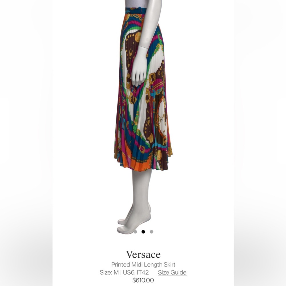 VERSACE BAROCCO RODEO PRINT PLEATED WOMEN’S MIDI SKIRT - Picture 2 of 4